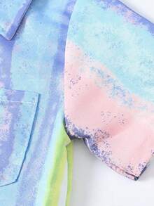 Boys' Casual Lapel Shirt Children's Top Short Sleeve Children's Clothing Comfortable Breathable - Azul - Ver 4