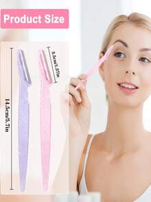 12件/6件/1件/套亮粉色女士专用理发器 - 亮粉色理发器、眉刀、面部剃毛器、去角质工具，长柄设计，配有精密保护套，不锈钢保护网刀片带盖，可重复使用和清洗，适合初学者修眉和面部毛发修剪。 - 淺粉色 - 查看 4