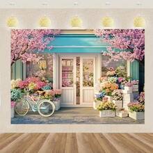 2D平面春季花卉店背景横幅，用途广泛，适用于家居、花园、婚礼工作室和户外庆典的装饰，充满活力的春季主题派对装饰 - B - 查看 4