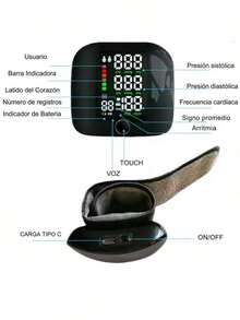Monitor de presión arterial digital LCD para brazo Intellective carga USB español preciso fácil de usar pantalla grande recargable control salud doméstico clínica portátil - Negro - Ver 4