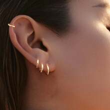 4pcs Set Minimalist Copper Exclusive Design Zirconia Stud Earrings, No Piercing Needed, Personalized Earcuffs, Simple Earrings - 金色 單耳四隻裝 - 查看 1