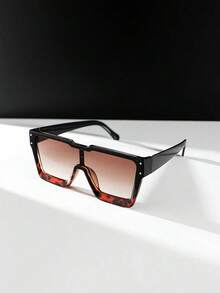 1pc Women's Oversized Tortoiseshell Retro Square Fashion Glasses With Personality Studs Y2K Fashion Eyewear, Suitable For Daily Wear, Travel And Vacation - 棕色 - 查看 5