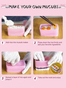 麻糬模具、饭勺、麻糬制作模具、寿司饭团模具、午餐肉麻糬饭团模具、不粘寿司饭团模具，适用于制作麻糬、寿司、饭团、寿司饭糕及其他厨房用具 - 彩色 - 查看 9