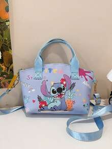 迪士尼/天使图案迷你手提包和斜挎包套装 - 时尚多色帆布手提包，配有可调节肩带 - 适合日常使用的百搭休闲配饰 - 青少年和年轻人的完美趣味生日或节日礼物 - 彩色 - 查看 13