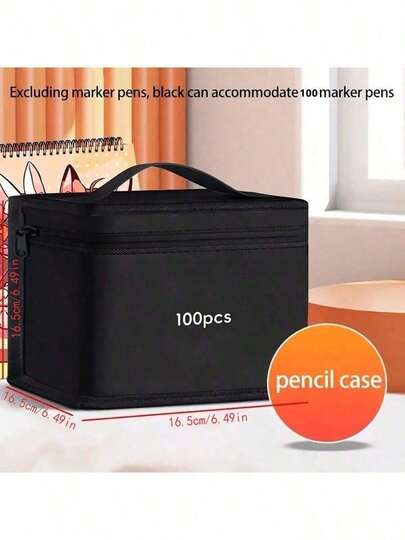 Bộ 100 bút dạ kèm hộp đựng bút chì, hộp đựng dung tích lớn, hộp đựng bút bằng vải đa chức năng và túi đựng bút gấp gọn tiện dụng, món quà lý tưởng cho dịp lễ để đựng 100 bút màu.