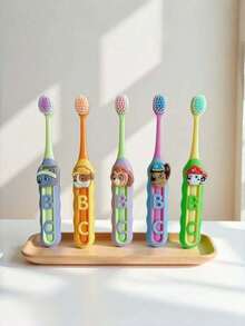 Paw Patrol 1 Peça Escova de Dentes Padrão DIY, Design de Cerdas Macias com Alça Antiderrapante Larga, Padrão DIY Personalizável, Pequenos Acessórios Destacáveis Podem Ser Recolocados, Design de Cabeça Pequena, Inodoro, Reutilizável, Adequado para Casa, Viagem, Hotel, Protege as Gengivas, Unissex, Limpeza Profunda até a Linha da Gengiva, Embalagem Higiênica, Essencial de Volta às Aulas, Presente Ideal para Amigos - Multicolorido - Visão 2