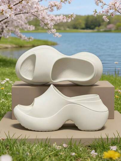 时尚青少年EVA纯色厚底休闲凉鞋，防滑设计，适合春夏穿着