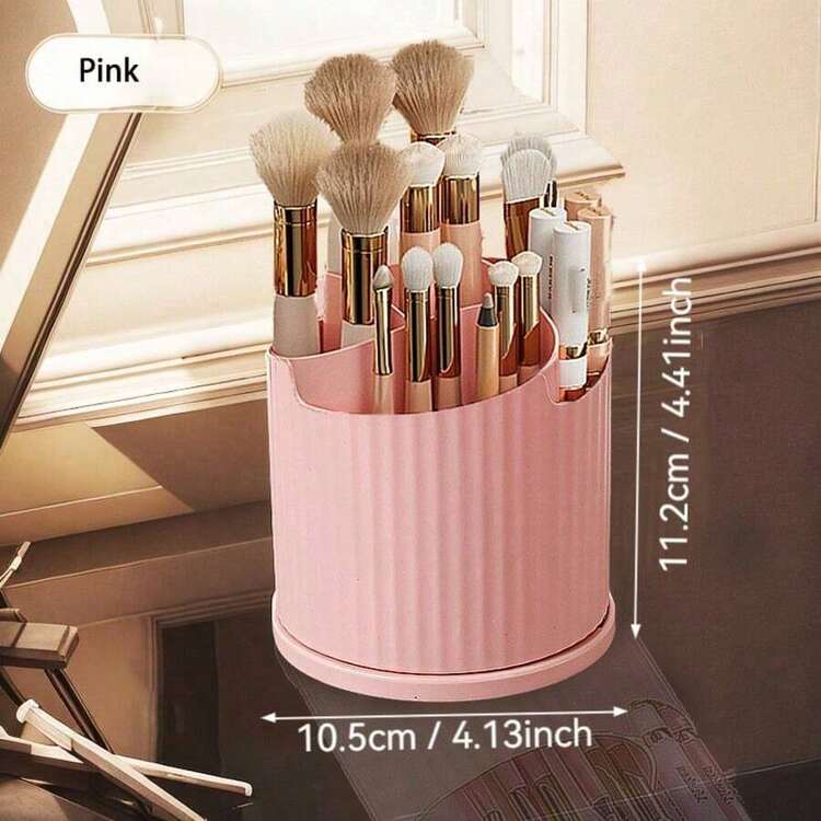 360° Rotation - A Dust-Proof, Water-Proof And Mosquito-Proof Makeup Organizer With A Transparent Lid, Featuring Compartments. It Is Suitable For Storing Brushes, Lipsticks And Skincare Products. A Rotatable Makeup Brush Stand With A Transparent Lid. A Desktop Makeup Brush Display Stand. A Storage Box For Makeup Supplies. - View 13