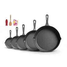 1 pieza Sartén de hierro fundido, sartén de hierro fundido sin recubrimiento, sartén pequeña para uso doméstico, sartén de fondo plano antiadherente, juego de utensilios de cocina de olla de hierro con estilo antiguo, sartén anti-salpicaduras de aceite - Ver 1