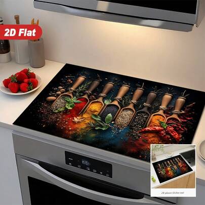 (Hot Selling!!!) 1pc Flat Stove Protector Mat And Anti-Slip Heat Resistant Stove Cover Pad Suitable For Induction Cooktop, Glass Stove And Multi-Purpose Anti-Scratch Mat, Best Choice For Oven, Washing Machine, Dryer And Kitchen Decor.