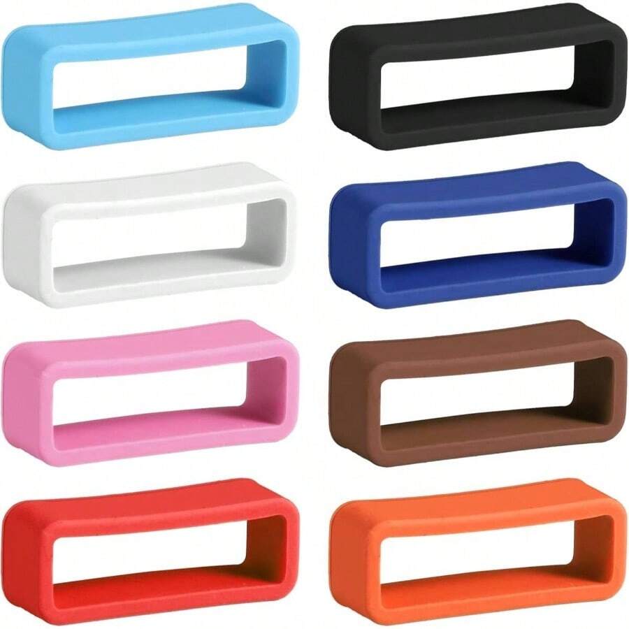 8 Pcs Watch Band Keepers, 20mm Silicone Watch Strap Holder Loops, Rubber Watch Strap Keeper, Band Security Connector, Watch Band Fastener Rings Sport Watches Parts Multi - Color - 最初的 - 查看 1