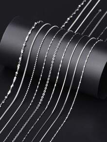 1 Chiếc dây chuyền bạc S925 dành cho nữ, dây mảnh, không gây dị ứng, thanh lịch và thời trang, dây chuyền đeo xương quai xanh, dài 40/45/50/55/60cm, dây chuyền bạc thời trang, món quà hoàn hảo cho Ngày Valentine, kỷ niệm, sinh nhật và Lễ Tạ ơn. - Bạc - Xem 2