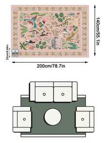 1件装现代优雅清新INS风地毯 - 野生动植物元素田园设计 - 柔软仿羊毛地毯，适用于浴室、厨房、玄关、走廊、床边、客厅、卧室，可机洗，家居装饰 - 彩色 - 查看 16