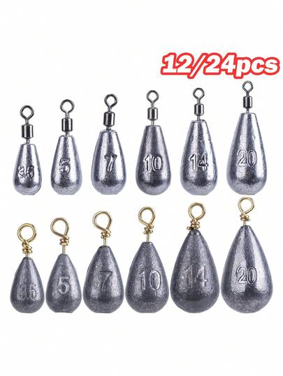 GOTURE 12/24/48pcs Teardrop & Willow Leaf Shaped Fishing Hook Pendants, Suitable For Surf Rods, Sea Rods, Long Distance Rods, Hook Pendant Ring Design, Suitable For Lure Fishing Accessories, Holiday Gift