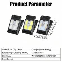 1件/2件/3件 LED 太陽能花園壁燈，附感應器，戶外防水燈，可充電夾燈，適用於景觀牆面裝飾 - 太陽能夾子燈 - 查看 5
