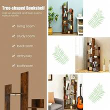 COSTWAY Tree-Shaped Bookshelf With 8 Storage Shelves, Brown - A - View 4