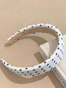 1 Piece Hair Accessory, Polka Dot Fashion Minimalist Headband, Casual Polyester Fiber Headband For All Seasons - 黑+白 - 查看 2