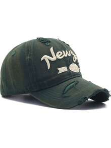 1pc New York 1962 3D Embroidery Baseball Cap, Unisex, Distressed Denim Washed Adjustable Snapback Hat, Fashionable Casual Curved Brim Cap - Multicolor - View 9