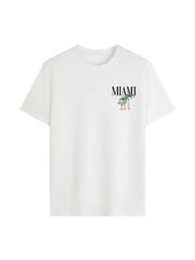 热带印花短袖T恤，休闲度假装 - 白色 - 查看 5