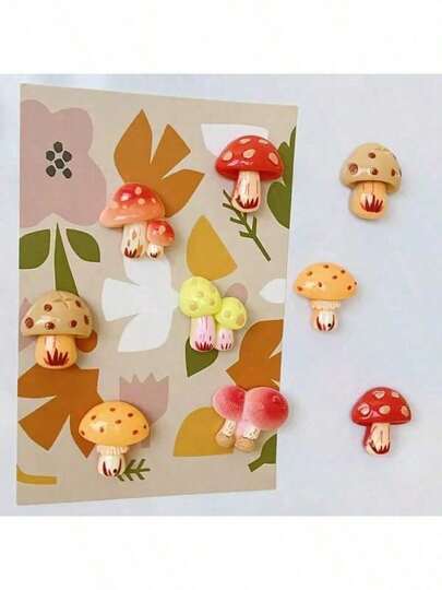 50pcs Mushroom Shaped Magnets Set - Cute Creative Decor For Fridge, Whiteboard, Storage Cabinet And Dishwasher, Personalized Fridge Magnets For Kitchen, Office, Whiteboard, Storage Cabinet And Dishwasher, Kitchen Decor, Home Decor, Valentine's Day Gift, Gift For Friends And Family (Random Color/Style)