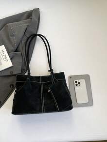 2026复古优雅多功能手提包，大容量休闲通勤轻便单肩腋下包，女士款 - 黑色 - 查看 7