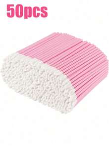 50/200支装一次性唇刷，柔软无绒唇彩涂抹器，化妆工具（粉色） - 彩色 - 查看 11