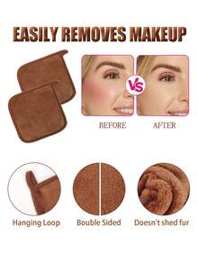 可重复使用的带包边设计的卸妆棉，柔软可水洗卸妆巾 - 彩色 - 查看 3