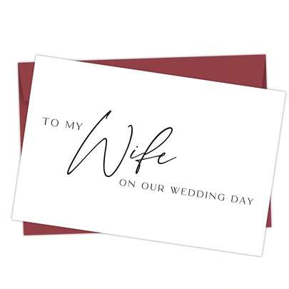 1pc "To My Wife On Our Wedding Day" Card With Envelope, Romantic Wedding Day Card For Wife, Wedding Anniversary Card For Bride From Groom, Heartfelt To My Wife Wedding Day Card