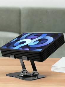1pc Rotatable Metal Flat Stand, Laptop Stand, Desktop Phone Holder, Computer Heat Dissipation Rack - Multicolor - View 9
