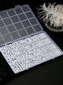 Ngọc trai tròn và bán nguyệt nhiều kích cỡ, phụ kiện trang trí móng tay 3D, ngọc trai trắng dẹt cho nữ, đồ dùng làm móng, đồ thủ công tự làm, trang trí nhà cửa. - trắng - Xem 4