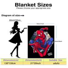 Marvel Spider-Man Theme Flannel Blanket, Featuring The Classic Red And Blue Superhero Costume, Warm And Soft, Suitable For Sofa, Nap, Bed Decor And More - Black - View 14