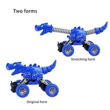 适合3岁以上儿童的可伸缩恐龙玩具，趣味卡通造型，双向可伸缩，亲子互动玩具，双向惯性驱动，无需电池 - 彩色 - 查看 11