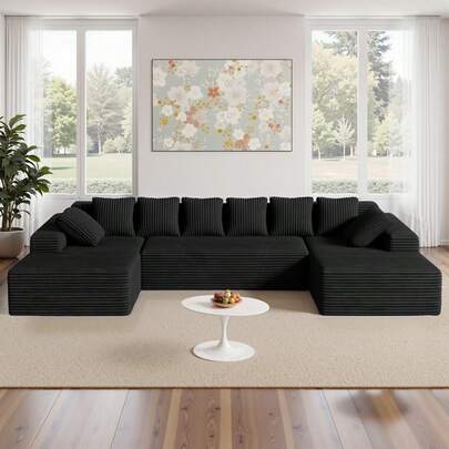 Nalupatio U-Shaped Modular Sectional Sofa Set, 540kg Heavy Duty Weight Capacity, Delivered In 3 Boxes, Ultra Soft Skin-Friendly Anti-Pilling Fabric, Smooth Touch Breathable Material, 72H Compression Recovery Memory Foam, Wide Armrest Ergonomic Design, Free Combination Modular System, Multi-Scenario Use For Living Room, Home Theater, Family Gatherings, Pet Friendly Easy Clean Fabric, Easy Assembly Corner Sofa