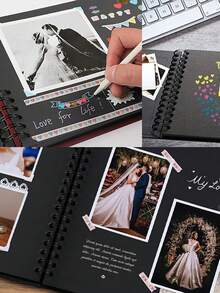 60 Page (30 Sheets) Personalized Photo Album/Scrapbook, Suitable For Wedding Guest Book, Anniversary, Family DIY Photo Album, And Craft/Mother's Day Gift (Small Size 8.3*5.7 Inches) - Multicolor - View 3