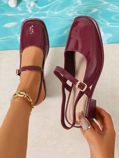 Sandalias de mujer tipo Mary Jane, modelo 2026 nuevo, versátiles y de moda con una correa y talón ancho, de tacón grueso