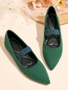 Flatjoy 2026 Elegant Summer Women's Flat Pointed-Toe Ballet Shoes, Green, Suitable For Casual Or Work Occasions, Slip-On Design, Soft Leather Sole, British Style - Green - View 3