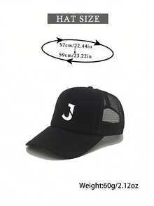 1件装时尚海绵帽 J 字母印花成人卡车司机帽棒球帽钓鱼帽趣味礼物帽男女通用春夏款 - 彩色 - 查看 5