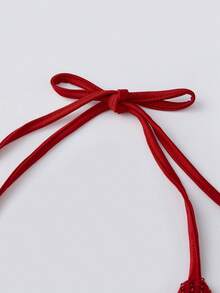 Women Glitter Crop Halter Tops Summer  Sparkling Sequins Tie Up Backless Shirts For Streetwear Grunge Clothes - Đỏ - Xem 7