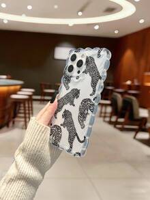 编织波浪边极简优雅TPU动物豹纹彩绘防震保护手机壳，兼容 17 Pro/17 Air/17/17 Pro Max、16/11/16 Pro/16 Plus/16 Pro Max/16 e/15 Pro Max/13/14/12/XS/XR/7G/8 Plus/XR/7/8，彩绘保护软壳，适用于 15 Pro Max、13、14、12、X、14，编织波浪边TPU防震软壳 - 彩色 - 查看 4
