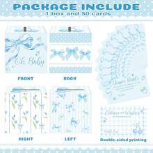 51 Diaper Raffle Tickets With Box For Baby Shower Game Invitations Diaper Raffle Card For Gender Reveal Baby Shower Party Decoration Table Centerpiece(Clear White) - 藍色 - 查看 3