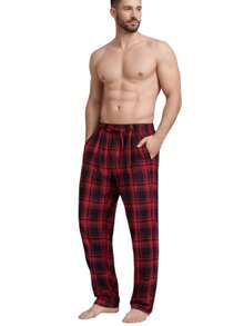 (4 Pack) Men's Cotton Knit Flannel Plaid Lounge Pajama Pants - Multicolor - View 2