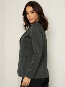 Women's Elegant, Timeless, Tailored Blazer, Fitted Overcoat - 軍綠色 - 查看 2