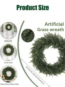 1/2pcs 41cm/16.14in Artificial Cedar Wreath, Fragrant Laurel Wreath, Boxwood Wreath, Realistic Greenery, PE Material, Suitable For School, Dorm, Office, Outdoor Party, Holiday, Birthday, Wedding, Home Decor, Easter, Mother's Day - Green - View 4