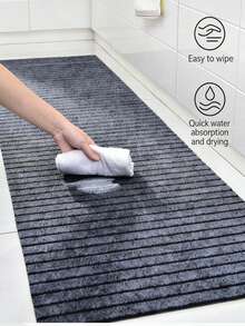 Anti-Slip Kitchen Floor Mat, Absorbent Oil-Proof Striped Carpet, Easy To Clean - Grey - View 2
