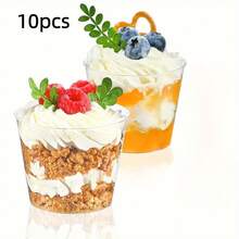 Bộ ly tráng miệng, bát nhỏ trong suốt, có thể tái sử dụng, thích hợp cho đám cưới, tiệc sinh nhật và làm đĩa đựng bánh phô mai. - Trong sáng - Xem 10