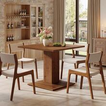 LITTLE TREE 31.5" Solid Wood Square Dining Table For 4, Rustic Small Kitchen Table With Sturdy Pedestal Base, Walnut - Light Brown - View 5