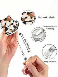 1个可伸缩可爱猫形身份证卡套，采用亚克力材质，包含多种彩色卡通猫图案，如三色猫、白猫、黑白猫和橘猫，色彩鲜艳，设计活泼可爱。 - 多色 - 查看 3