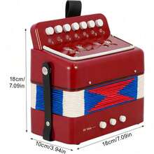 Shoze The Accordion With 10 Keys Is A Music Instrument Suitable For Beginners, Equipped With An Air Valve. It Is An Educational Instrument With A Lightweight And Portable Design, Making It Very Suitable For Early Music Education And Performance - 紅色 - 查看 3
