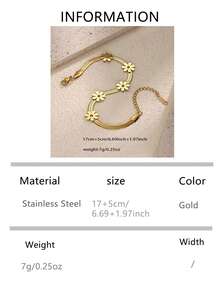 1件不锈钢心形吊坠金色手链，适合女性佩戴 - 金黃色 - 查看 7