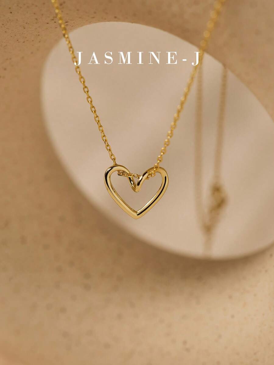 1 chiếc dây chuyền hình trái tim rỗng bằng bạc Sterling S925, thiết kế tối giản, dây chuyền bạc nguyên chất, quà cưới, quà Ngày của Mẹ, đeo hàng ngày. - Nhiều màu - Xem 1
